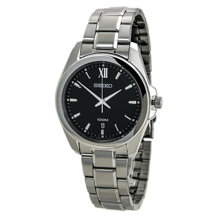 Seiko SGEG61 Men's Black Dial Stainless Steel Bracelet Quartz Date Watch ,