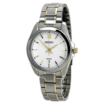 Seiko SGEG63 Men's White Dial Two Tone Stainless Steel Bracelet Date Watch ,