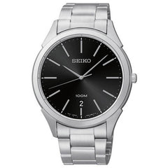 Seiko SGEG69 Men's Classic Black Dial Stainless Steel Bracelet Quartz Watch