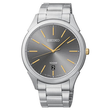 Seiko SGEG73 Men's Classic Grey Dial Stainless Steel Bracelet Quartz Watch ,