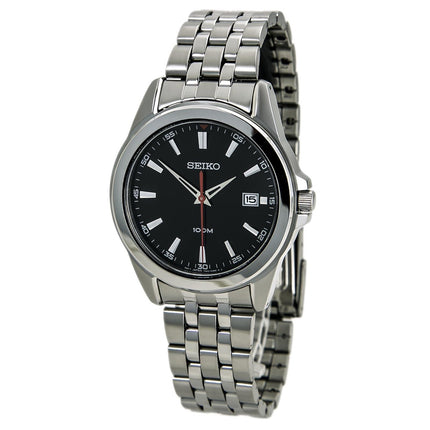 Seiko SGEG85 Men's Dress Black Dial Steel Bracelet Quartz Watch ,