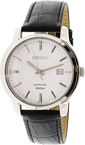 Seiko SGEH43P1 Men's Neo Classic White Dial Leather Strap Watch ,