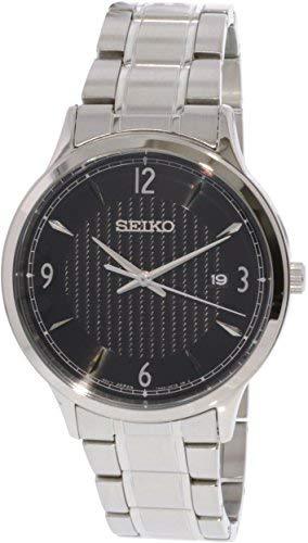 Seiko SGEH81P1 Men's Classic Black Dial Steel Bracelet Watch ,