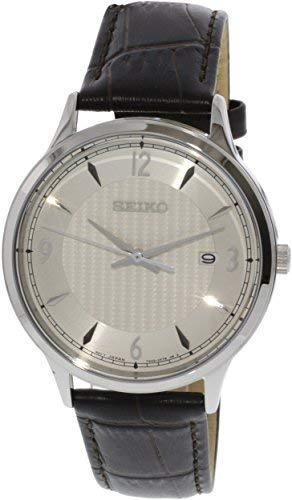Seiko SGEH83P1 Men's Classic Cream Dial Brown Leather Strap Watch ,