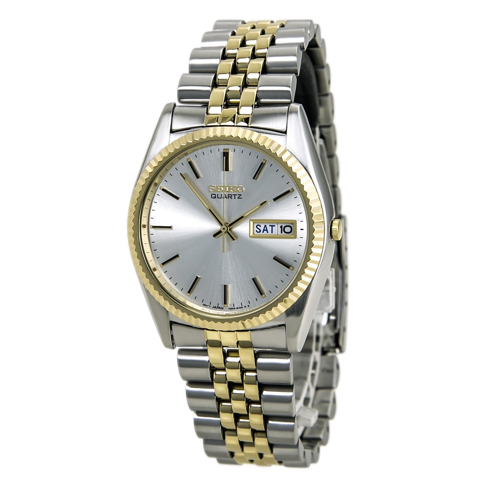 Seiko SGF204 Men's Day Date Quartz Dress Two Tone Watch