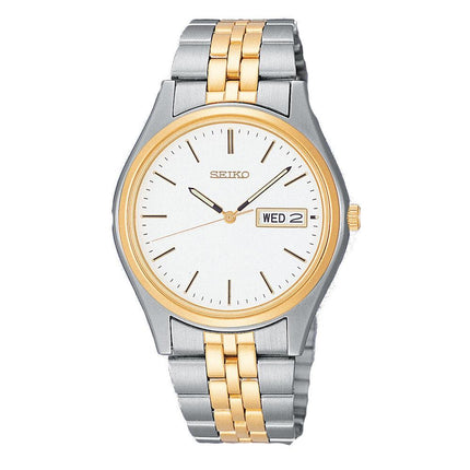 Seiko SGF524 Men's Gold Tone Bezel White Dial Two Tone Bracelet Watch ,