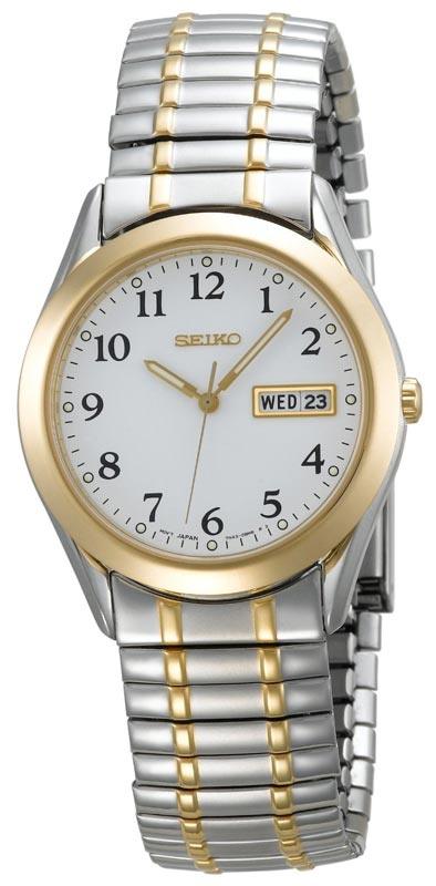 Seiko SGG740 Men's Quartz Two Tone SS White Dial Watch ,