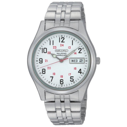 Seiko SGGA59 Men's Railroad Approved White Dial Steel Bracelet Quartz Watch ,