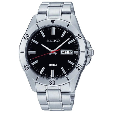 Seiko SGGA75 Men's Black Dial Stainless Steel Bracelet Quartz Watch ,