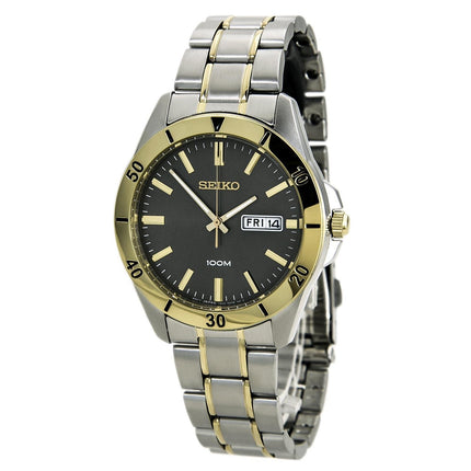 Seiko SGGA88 Men's Grey Dial Two Tone Gold Plated Steel Bracelet Quartz Dress Watch ,