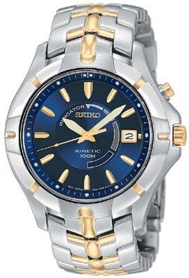 Seiko SKA402 Men's Kinetic Two Tone Gold Plated Blue Dial Watch ,