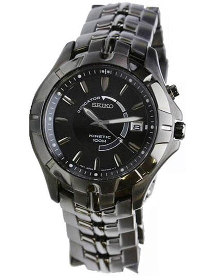 Seiko SKA407 Men's Black Dial Stainless Steel Kinetic Watch ,