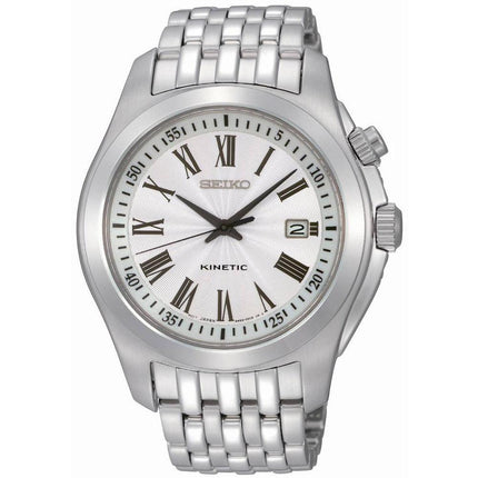 Seiko SKA467P1 Men's Kinetic Silver Dial Stainless Steel Date Watch ,