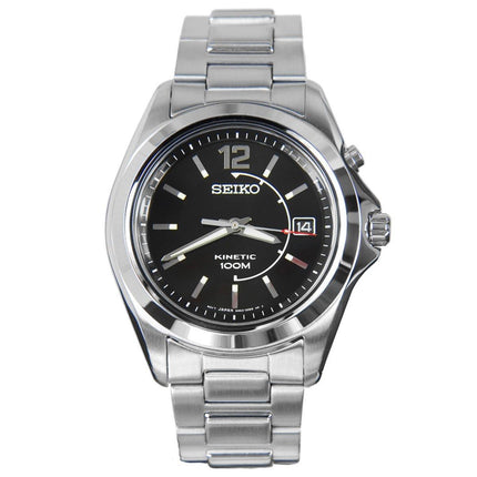 Seiko SKA477 Men's Stainless Steel Black Dial Kinetic Watch ,
