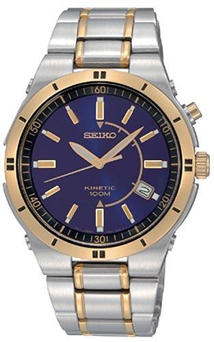 Seiko SKA478 Men's Kinetic Two Tone SS Blue Dial Watch