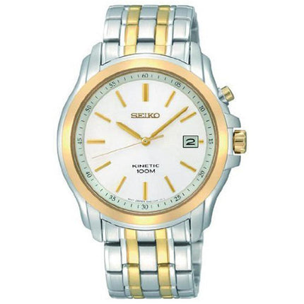 Seiko SKA490P1 Men's White Dial Two Tone Stainless Bracelet Kinetic Automatic Watch ,