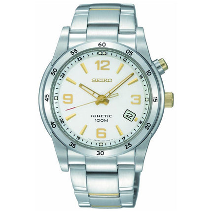 Seiko SKA503P1 Men's Kinetic White Dial Stainless Steel Bracelet Watch ,