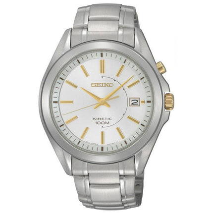 Seiko SKA525P1 Men's White Dial Stainless Steel Bracelet Kinetic Watch ,