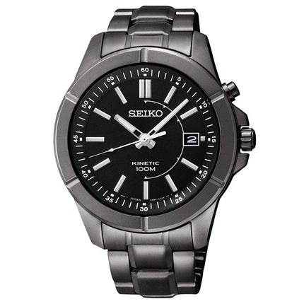 Seiko SKA547 Men's Kinetic Black Ion Plated Stainless Steel Black Dial Watch ,