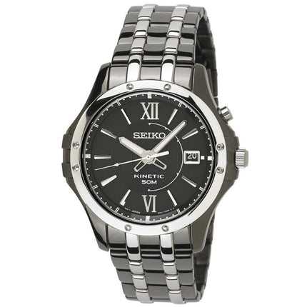 Seiko SKA551 Men's Le Grand Sport Kinetic Power Reserve Black Dial Two Tone Steel Watch ,