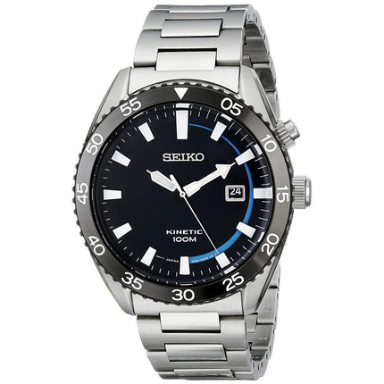 Seiko SKA623 Men's Dress Sport Kinetic Black Dial Steel Bracelet Power Reserve Watch ,