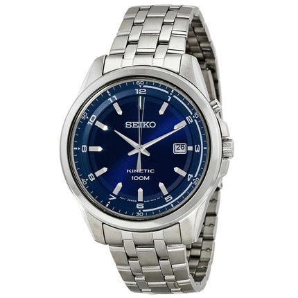 Seiko SKA631 Men's Navy Blue Dial Stainless Steel Bracelet Kinetic Watch ,