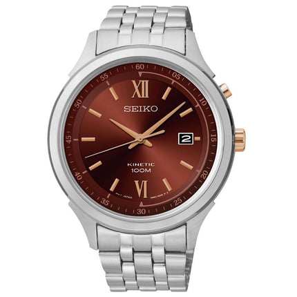 Seiko SKA661 Men's Brown Dial Stainless Steel Bracelet Kinetic Watch ,
