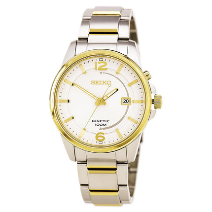 Seiko SKA672 Men's Core Silver Dial Two Tone Steel Power Reserve Kinetic Watch ,