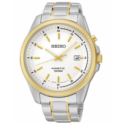 Seiko SKA680 Men's Two Tone Dial Steel Bracelet Kinetic Watch ,