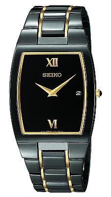 Seiko SKP341 Men's Two Tone Black IP Watch ,