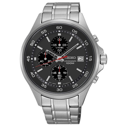 Seiko SKS477 Men's Black Dial Stainless Steel Bracelet Chronograph Watch ,