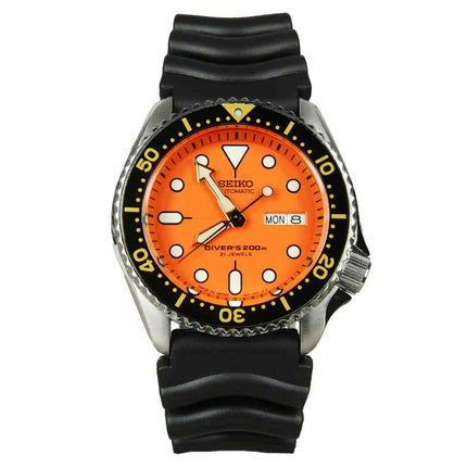 Seiko SKX011J1 Men's Scuba Divers Automatic Orange Dial Black Rubber Strap Dive Watch ,
