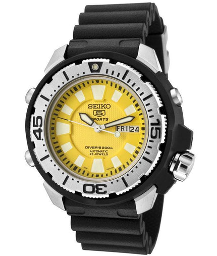Seiko SKZ251K2 Men's Yellow Dial Rubber Strap Automatic Watch ,