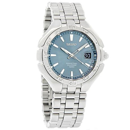 Seiko SLL181 Men's Arcadia Blue Dial Steel Bracelet Perpetual Calendar Watch ,