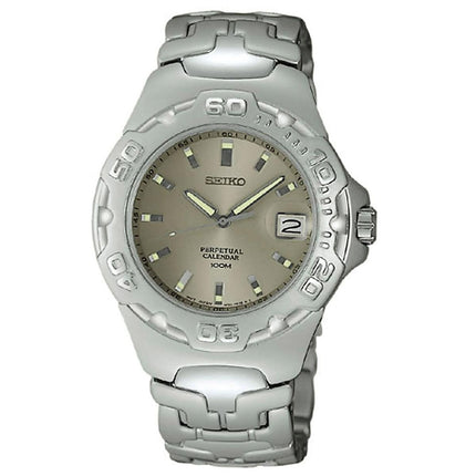 Seiko SLL183 Men's Gray Dial Steel Bracelet Perpetual Calendar Watch ,