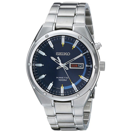 Seiko SMY155 Men's Blue Dial Steel Bracelet Power Reserve Kinetic Watch ,