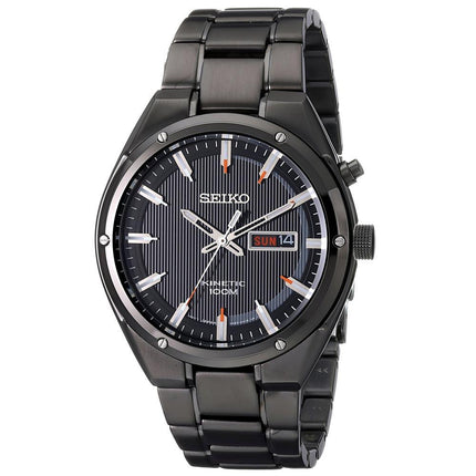 Seiko SMY157 Men's Core Black Dial Black IP Steel Bracelet Power Reserve Kinetic Watch ,