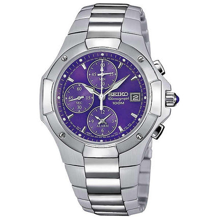 Seiko SNA343 Men's Coutura Blue Dial Steel Bracelet Chronograph Alarm Watch ,