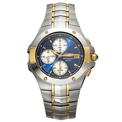 Seiko SNA550 Men's Coutura Blue Dial Two Tone Stainless Steel Chronograph Alarm Watch ,