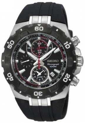 Seiko SNAD35P2 Men's Alarm Chronograph 100M Rubber Strap Watch ,