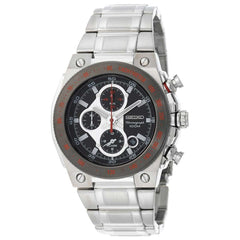Seiko SNAD55 Men's Black Dial Chronograph Alarm Steel Bracelet Watch