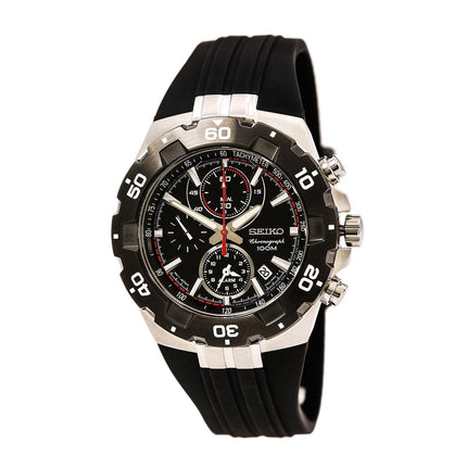 Seiko SNAD61 Men's Quartz Black Dial Urethane Strap Watch ,