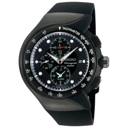 Seiko SNAD63 Men's Black Dial Black Urethane Strap Chronograph Alarm Watch ,