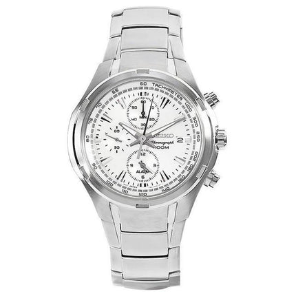 Seiko SNAE39P1 Men's White Dial Steel Bracelet Chronograph Alarm Watch ,