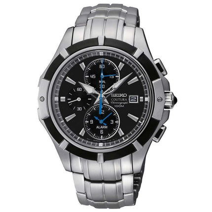 Seiko SNAF11 Men's Coutura Black Dial Two Tone Steel Chronograph Alarm Watch ,