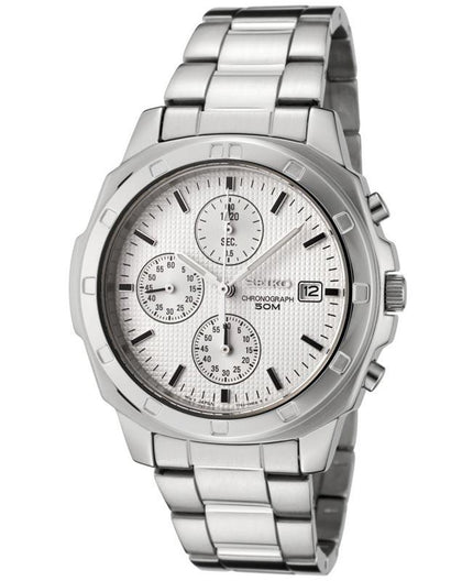 Seiko SNDB33 Men's White Dial Chronograph Quartz Watch ,