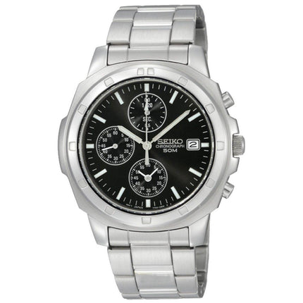 Seiko SNDB35 Men's Black Dial Stainless Steel Bracelet Chronograph Watch ,