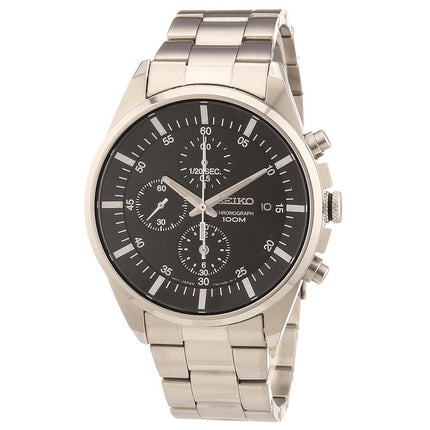 Seiko SNDC81 Men's Black Dial Steel Bracelet Chrono Quartz Watch ,