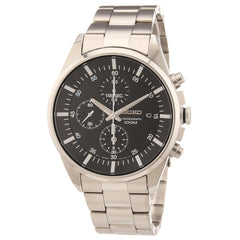 Seiko SNDC81 Men's Black Dial Steel Bracelet Chrono Quartz Watch