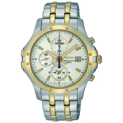 Seiko SNDC98 Men's White Dial Two Tone Steel Chronograph Watch